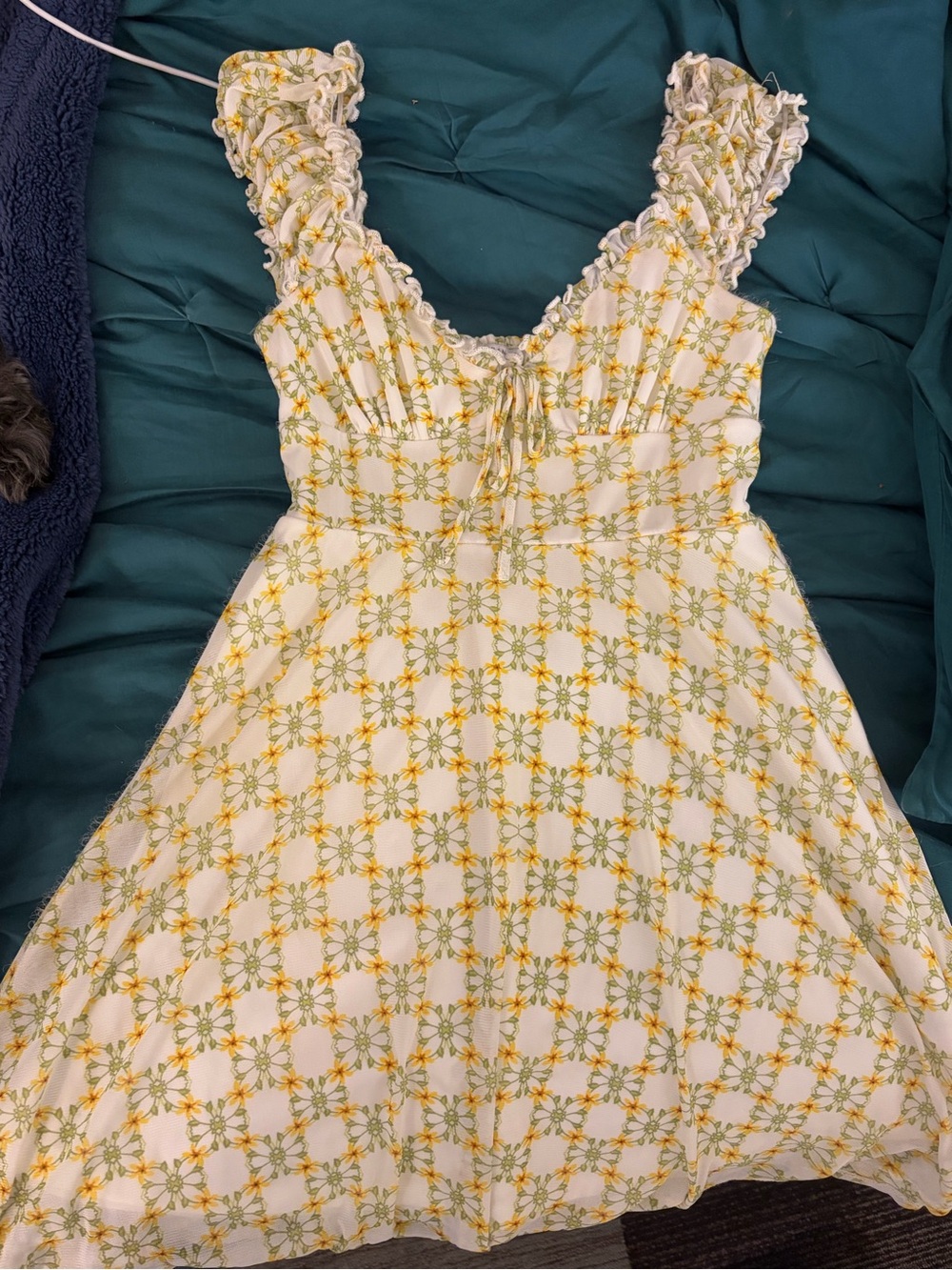 Urban Outfitters Woman’s Yellow Floral Babydoll dress with Ruffled Straps